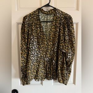 Isabel Marant Etoile Amirya Floral Top Size 40 Long Sleeve Viscose Blouse Gold